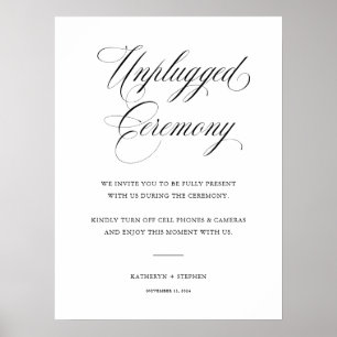 Classic Elegant Wedding Unplugged Ceremony Sign