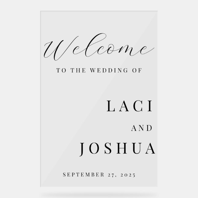 Classic Elegant Welcome Wedding Sign – Timeless  (Front)