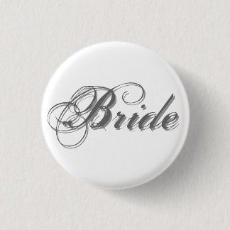 Classic, elegant white and grey bride button