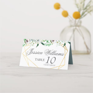 Classic Elegant White Rose Wedding Reception Place Card