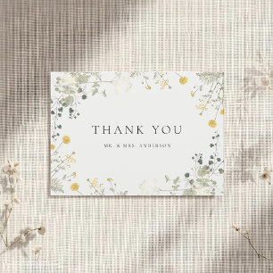 Classic Elegant Wildflower Non-Photo Wedding Thank You Card