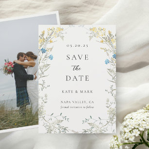 Classic Elegant Wildflower Photo Wedding Save The Date