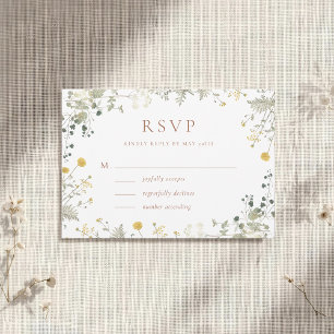 Classic Elegant Wildflower Terracotta Wedding RSVP Card