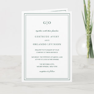 Classic Emerald Green Elegant Wedding Invitation