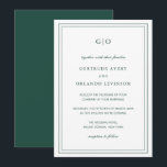 Classic Emerald Green Elegant Wedding Invitation<br><div class="desc">Classic style forest green / emerald green wedding invitation featuring a simple and minimal design with your monogram at the top and your event details surrounded by a double border. The fonts alternate between and elegant script, a traditional serif and minimalist sans serif fonts. This invitation is great for a...</div>