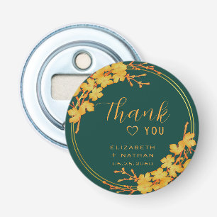 Classic Emerald Green & Gold Wedding Thank You Bottle Opener