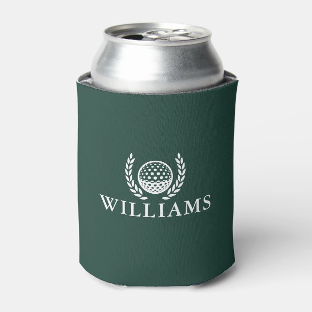 Classic Emerald Green Personalized Name Monogram Can Cooler (Can Front)