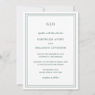 Classic Emerald Green QR Code Elegant Wedding Invitation