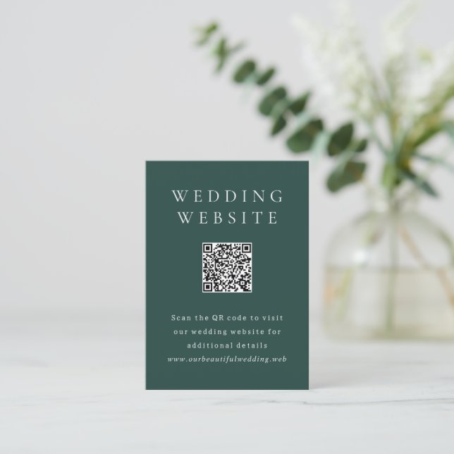 Classic Emerald Green Simple QR Code Wedding Enclosure Card (Standing Front)