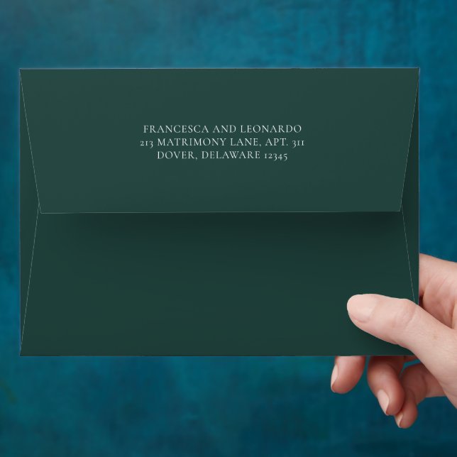 Classic Emerald Green Simple Wedding Envelope (Hand)