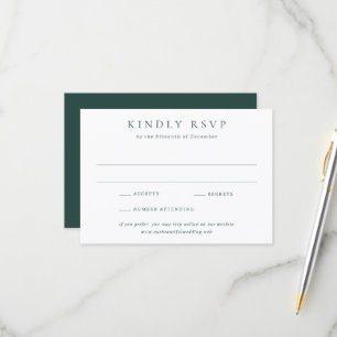 Classic Emerald Green Simple Wedding RSVP Card
