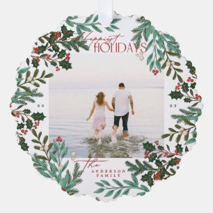 Classic Enchanting Elegance Christmas photo Ornament Card