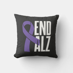 Classic End ALZ Awareness And Purple Ribbon Throw Pillow