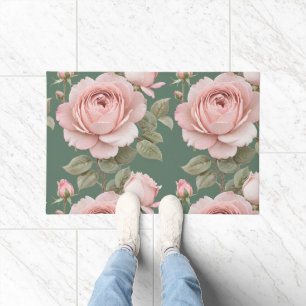 Classic English Roses In Blush Pink  Doormat