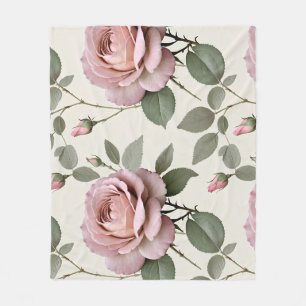 Classic English Roses In Soft Shades Of Pink  Fleece Blanket