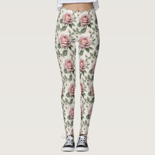 Classic English Roses In Soft Shades Of Pink Leggings