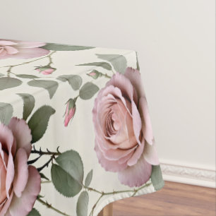 Classic English Roses In Soft Shades Of Pink Tablecloth
