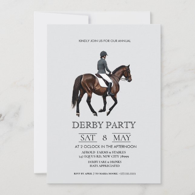 Classic Equestrian Kentucky Derby Party Invitation (Devant)
