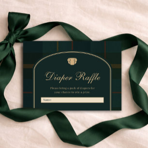 Classic Equestrian Polo Tartan Plaid Diaper Raffle Enclosure Card
