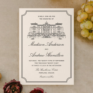 Classic Estate Illustration Wedding Invitation