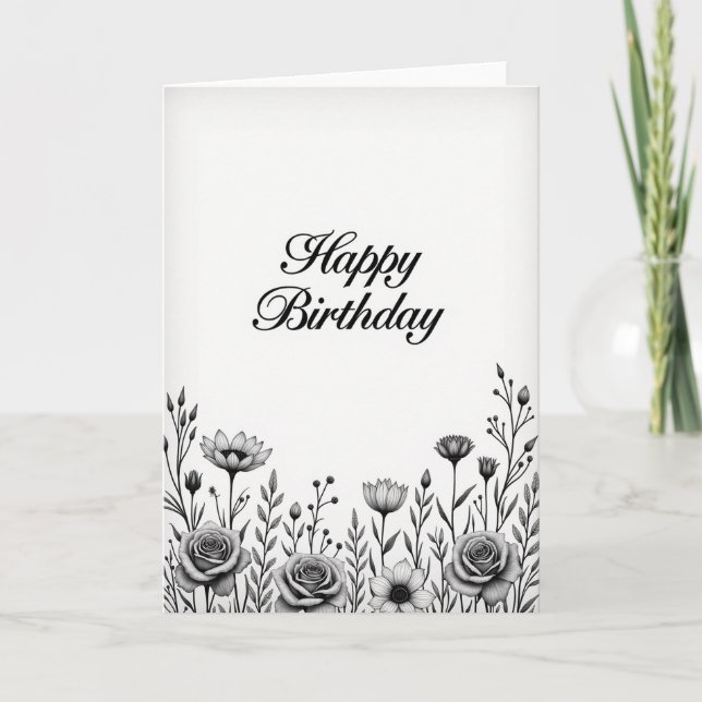 Classic Etching Birthday Card (Front)