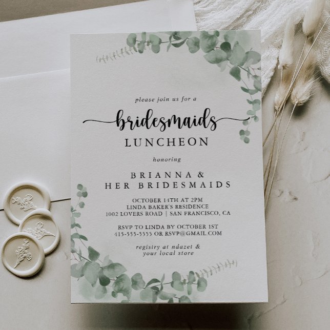 Classic Eucalyptus Bridesmaids Luncheon Shower  Invitation (Creator Uploaded)