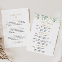 Classic Eucalyptus Leaf Wedding Itinerary Card