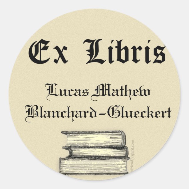 Classic Ex Libris Bookplate Classic Round Sticker (Front)