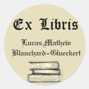Classic Ex Libris Bookplate Round Sticker