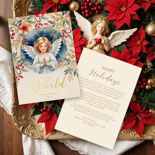 Classic Exquisite Christmas Angel Victorian Foil Holiday Card
