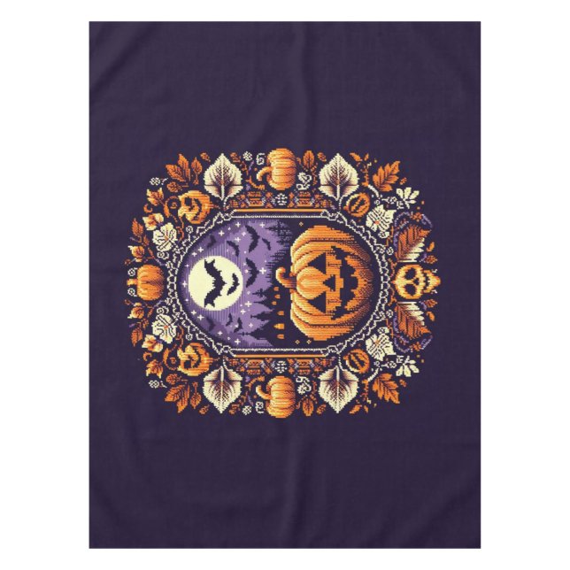 Classic Fair Isle Halloween/Pumpkin Tablecloth (Front)