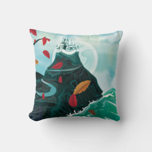 Classic Fairy Tale castle on a cliff Throw Pillow