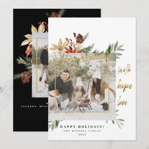 Classic Faith Hope Love 2 Picture Christmas Holiday Card