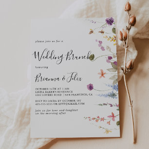 Classic Fall Colourful Wild Floral Wedding Brunch  Invitation