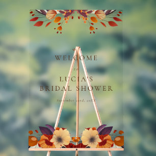Classic Fall Dry Wildflower Bridal Shower Welcome Acrylic Sign