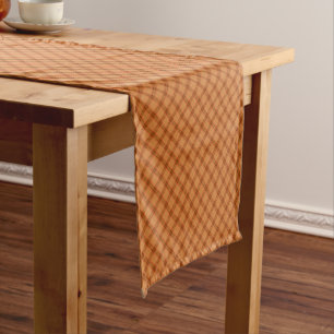 Classic fall orange copper plaid thanksgiving short table runner