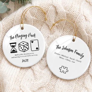 Classic Family Game Night Group Ceramic Ornament