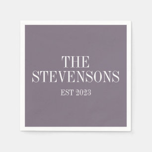 Classic Family Last Name Est Date Dark Purple Napkin