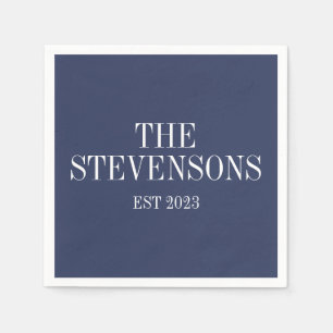 Classic Family Last Name Est Date Navy Blue Napkin