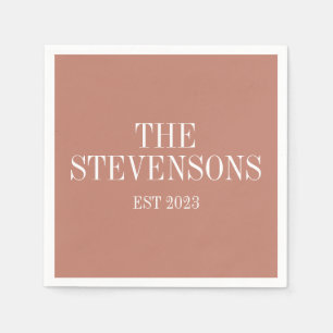 Classic Family Last Name Est Date Terracotta Napkin