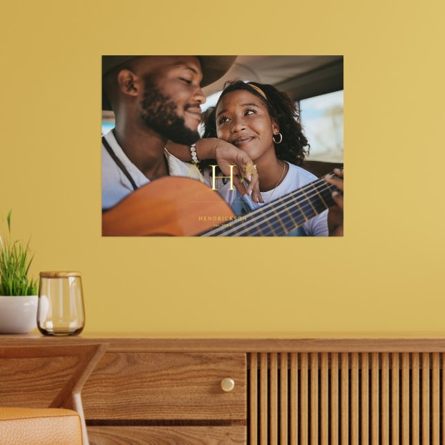 Classic Family Monogram Photo & Name Foil Prints (In Situ (Living Room))