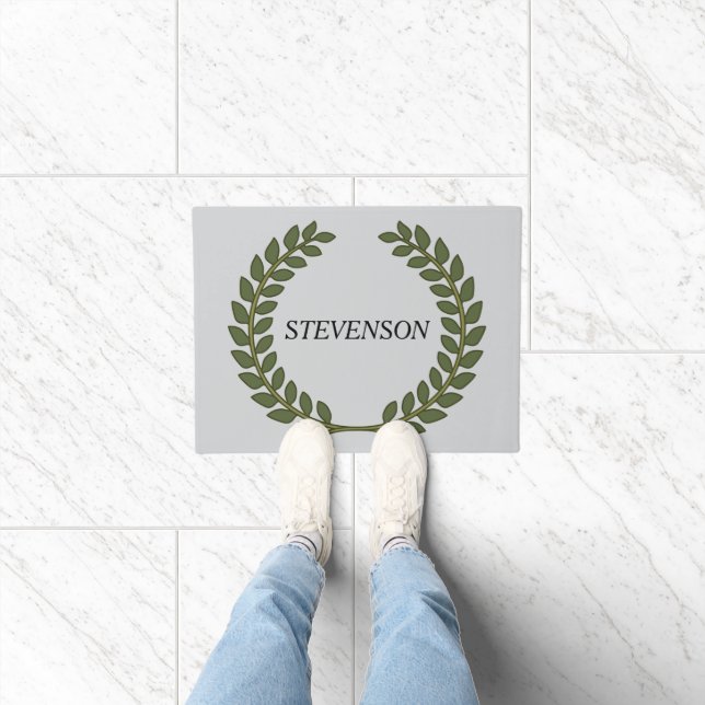 Classic Family Name Green Laurel Doormat (Indoor)