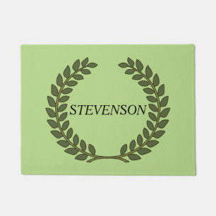 Classic Family Name Green Laurel Doormat