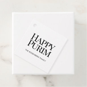 Classic Family Name Happy Purim Favour Tags
