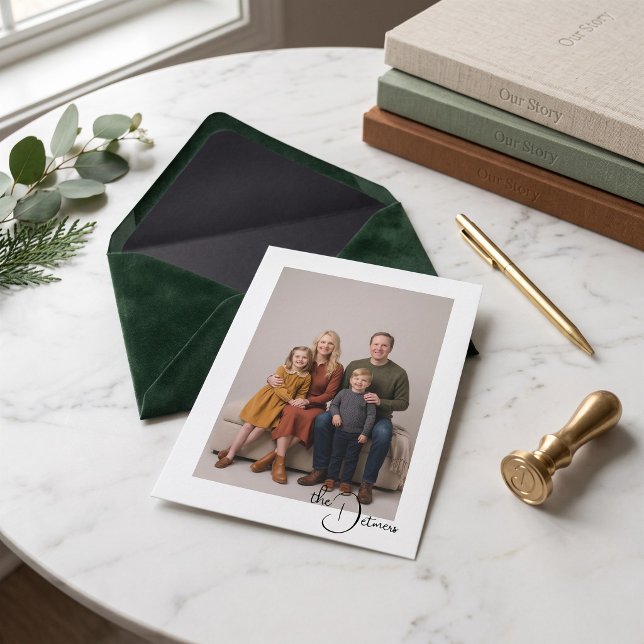 Classic Family Portrait Custom Postcard (Turn your favorite portrait into a timeless holiday keepsake for loved ones.)