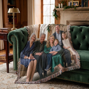 Classic Family Portrait Custom Throw Blanket
