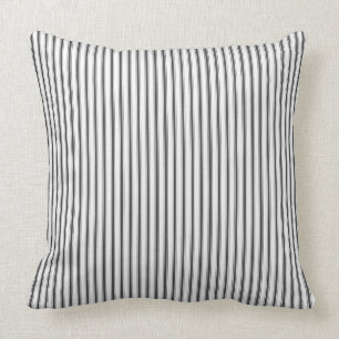 Classic Farmhouse Vintage Ticking Stripe Zipper Throw Pillow