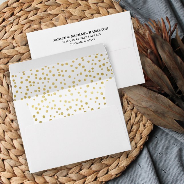 Classic Faux-Gold Confetti Pattern Lined Envelope (Creator Uploaded)