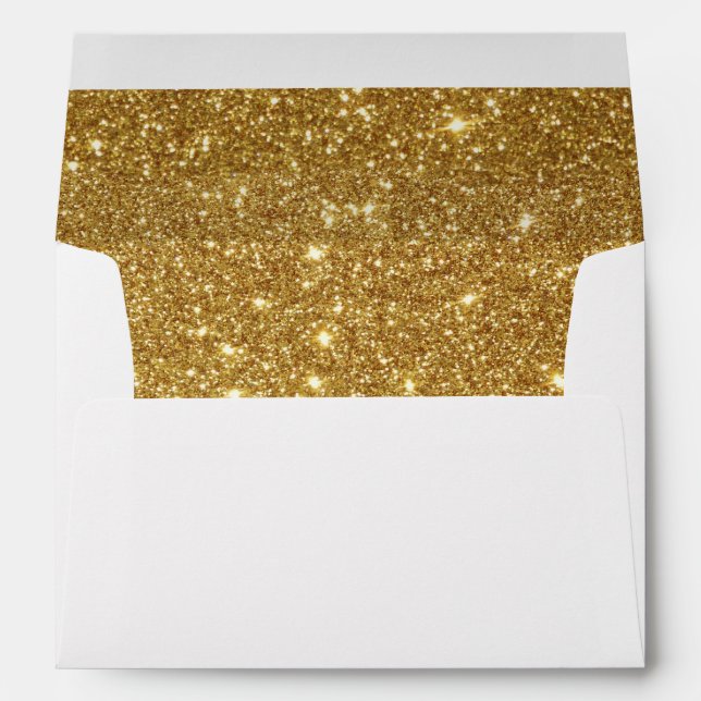 Classic Faux Gold Glitter Return Address Envelope (Back (Bottom))