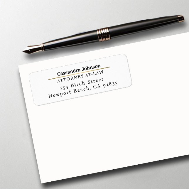 Classic Faux Gold Line Law Legal Lawyer Address (business corporate return address label lawyer law paralegal attorney modern classic minimalist gold)